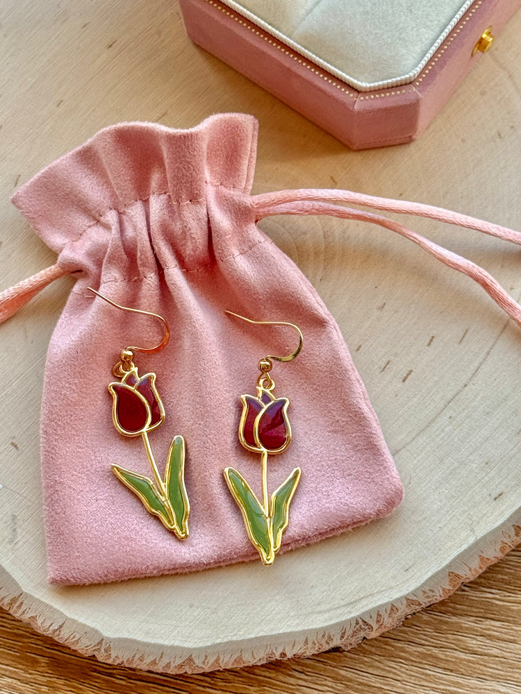 Red Tulip Earrings