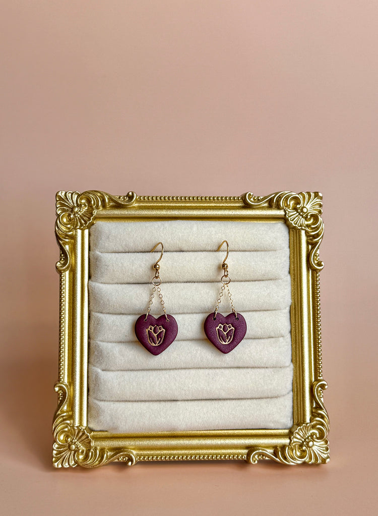 Haunted Rose Heart Earrings