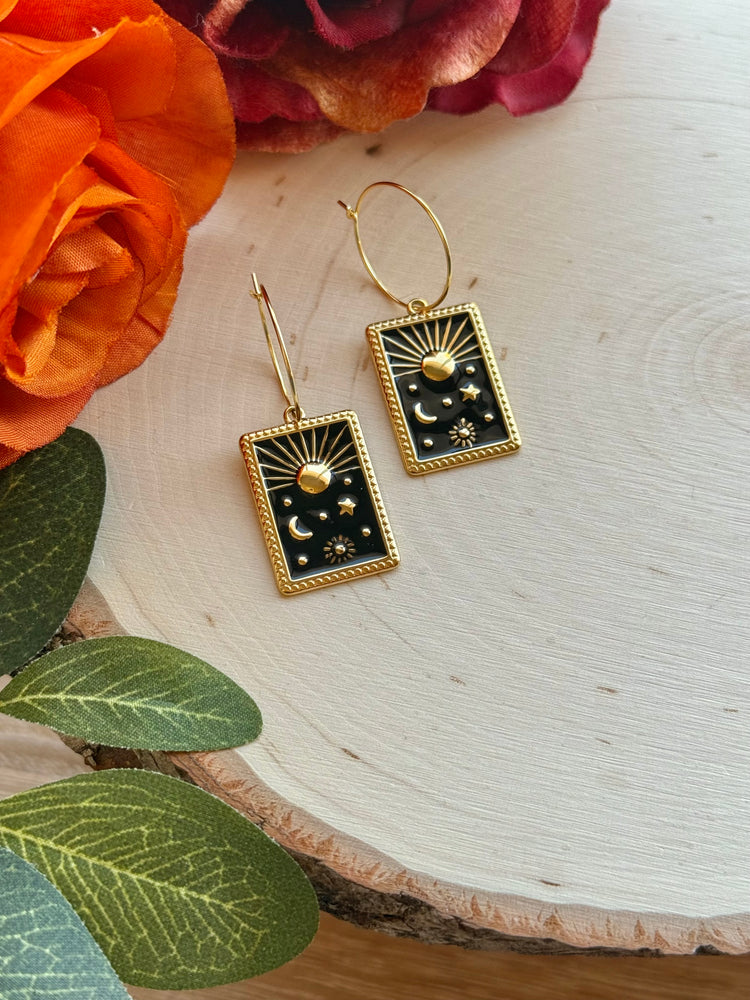 Gold Tarot Card Hoop Earrings