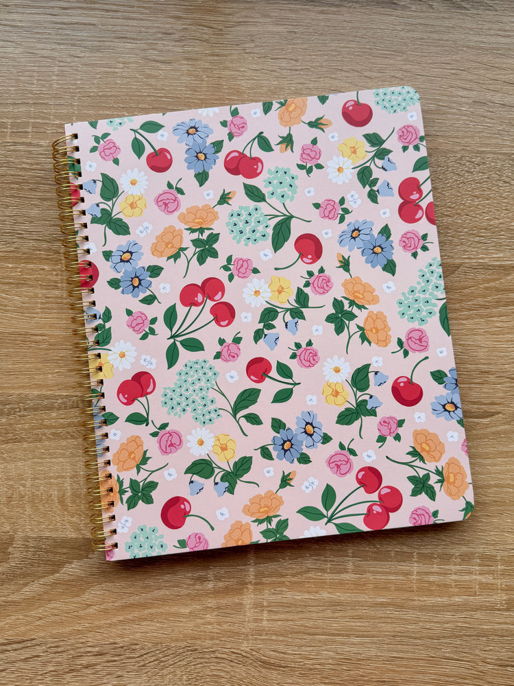 Cherries & Flowers - Large Notebook