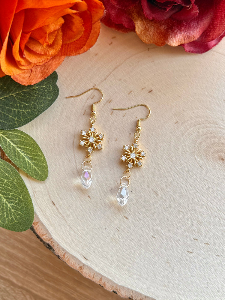 Frosted Crystal Snowflake Dangles