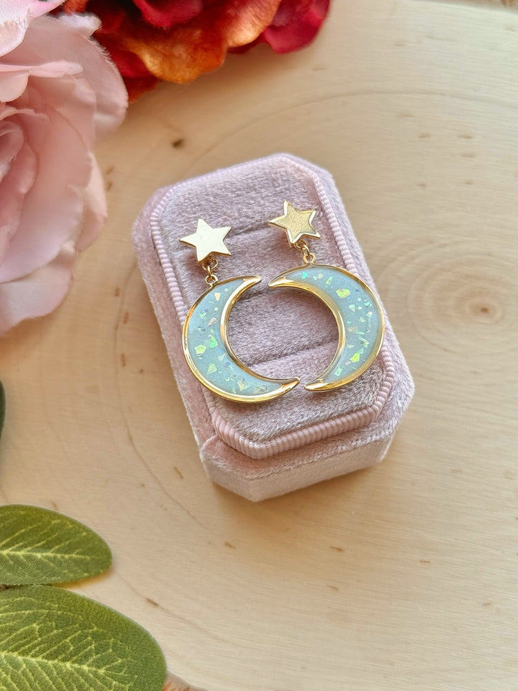 Opal Dreamscape Moon Studs