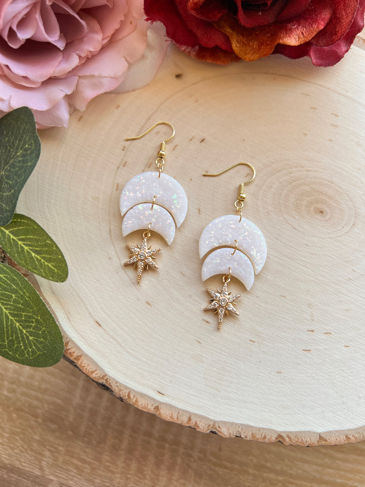 Opal Double Moon Dangles