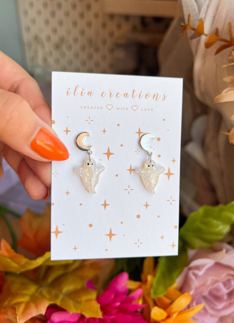 Opal Moon Ghost Studs
