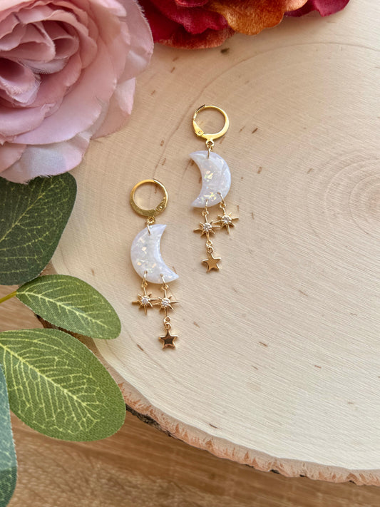 Opal Star Drop Earrings
