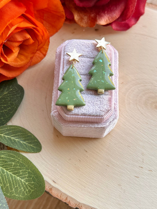 Opal Enchanted Pine Tree Earrings