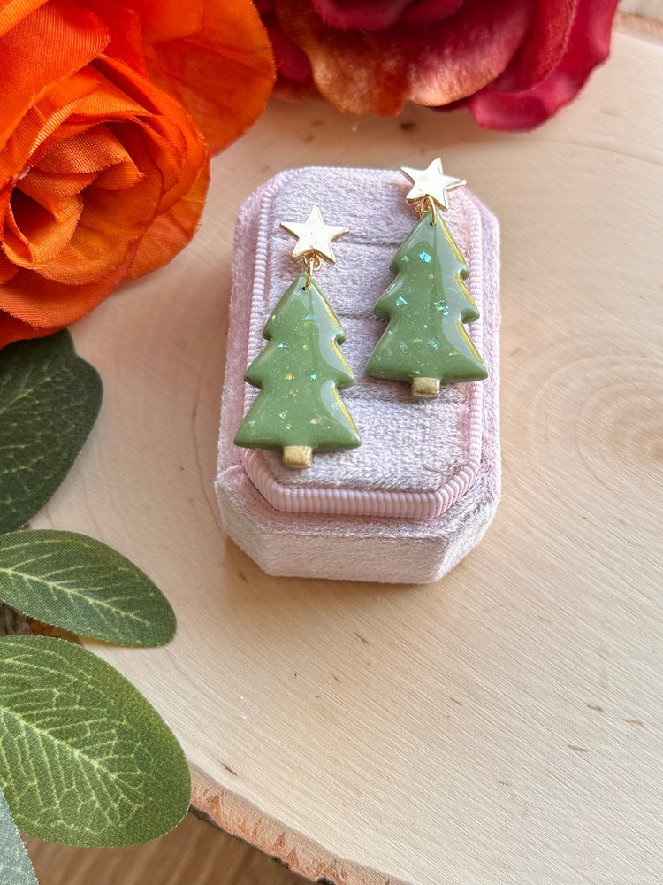 Opal Enchanted Pine Tree Earrings