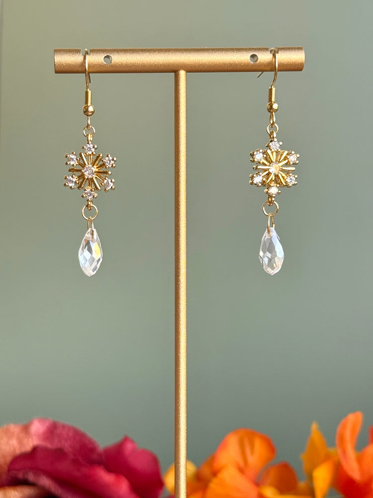 Frosted Crystal Snowflake Dangles