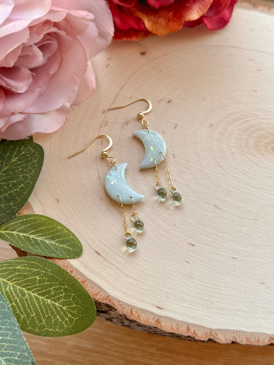 Sage Moon Drop Earrings