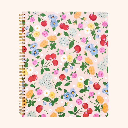 Cherries & Flowers - Large Notebook