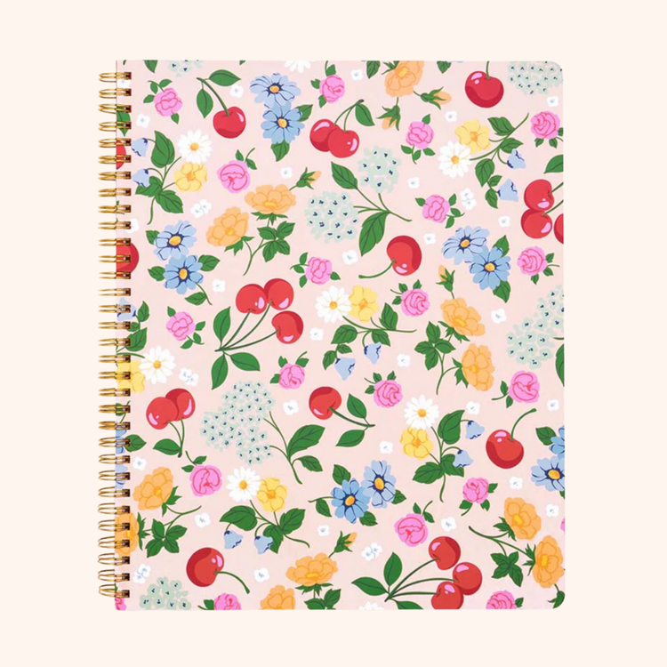 Cherries & Flowers - Large Notebook
