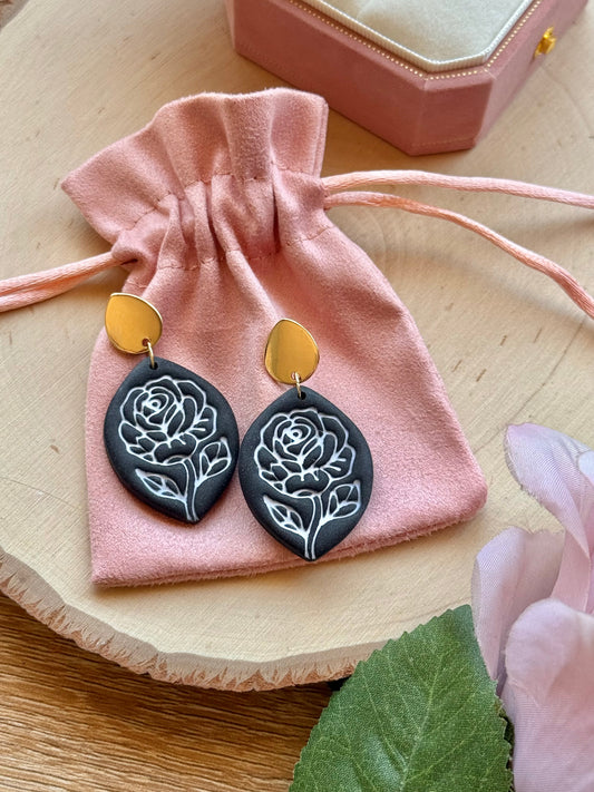 Dark Vintage Rose Studs