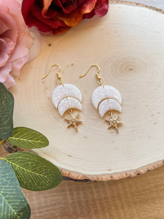 Opal Double Moon Dangles