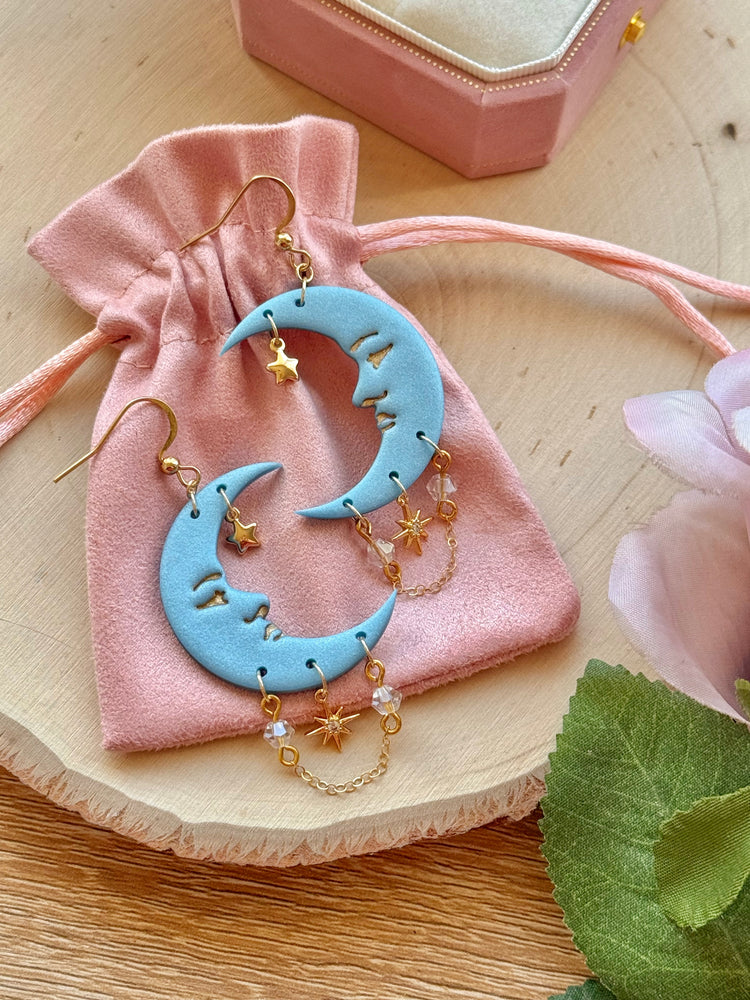 Blue Dream Moon Earrings