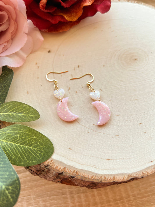 Pink Moon & Heart Dangles