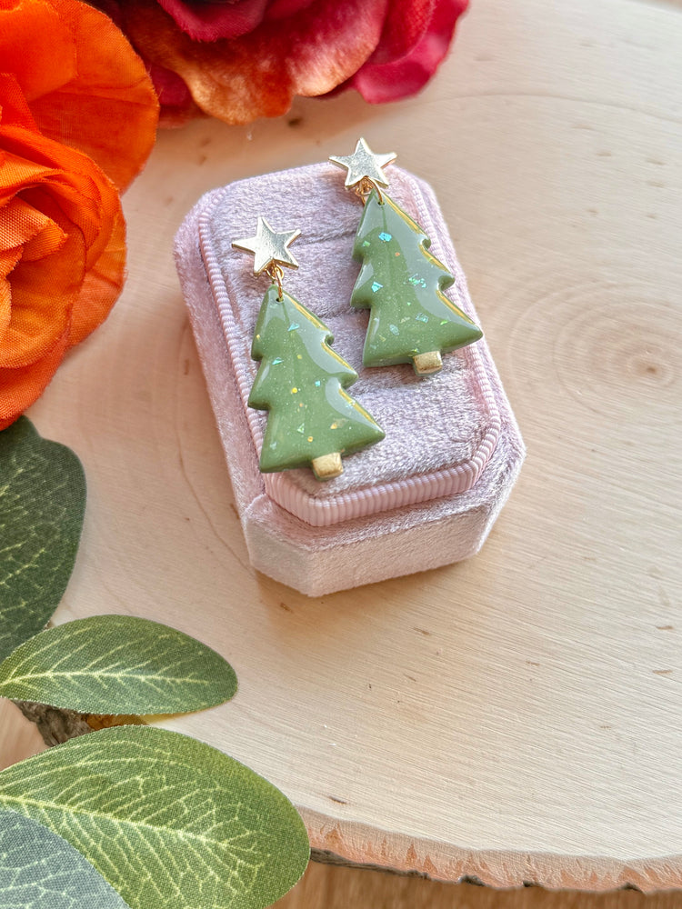 Opal Enchanted Pine Tree Earrings