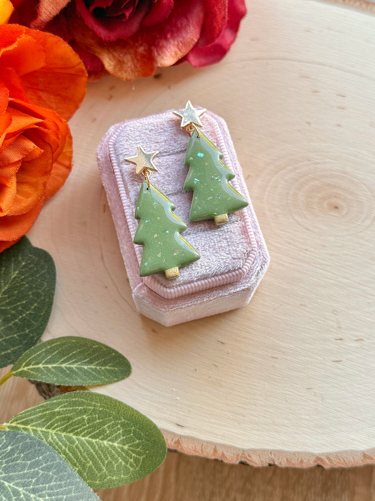 Opal Enchanted Pine Tree Earrings