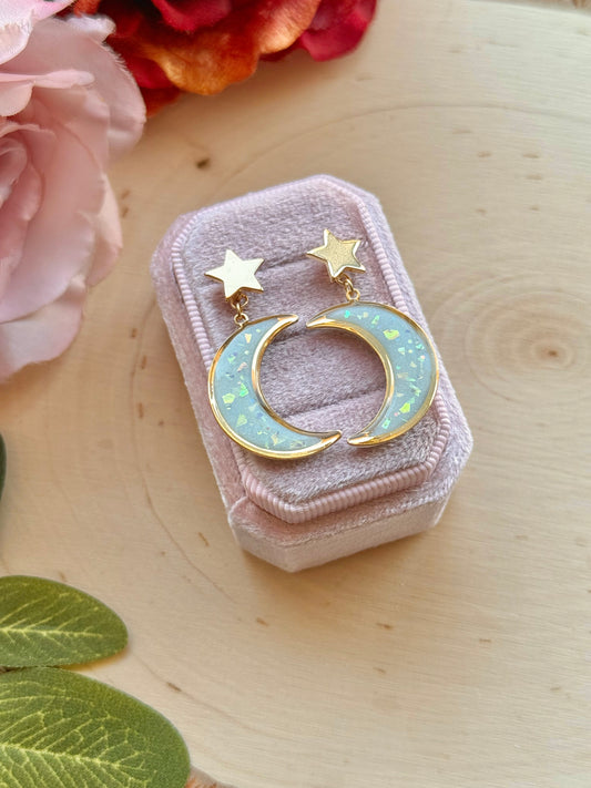 Opal Dreamscape Moon Studs