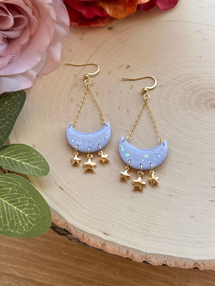 Opal Lavender Moon Earrings