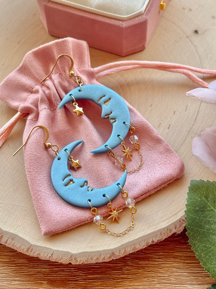 Blue Dream Moon Earrings