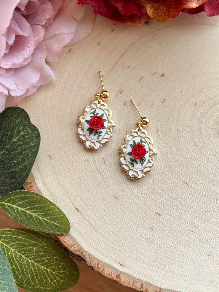 Vintage Rose Frame Ball Studs