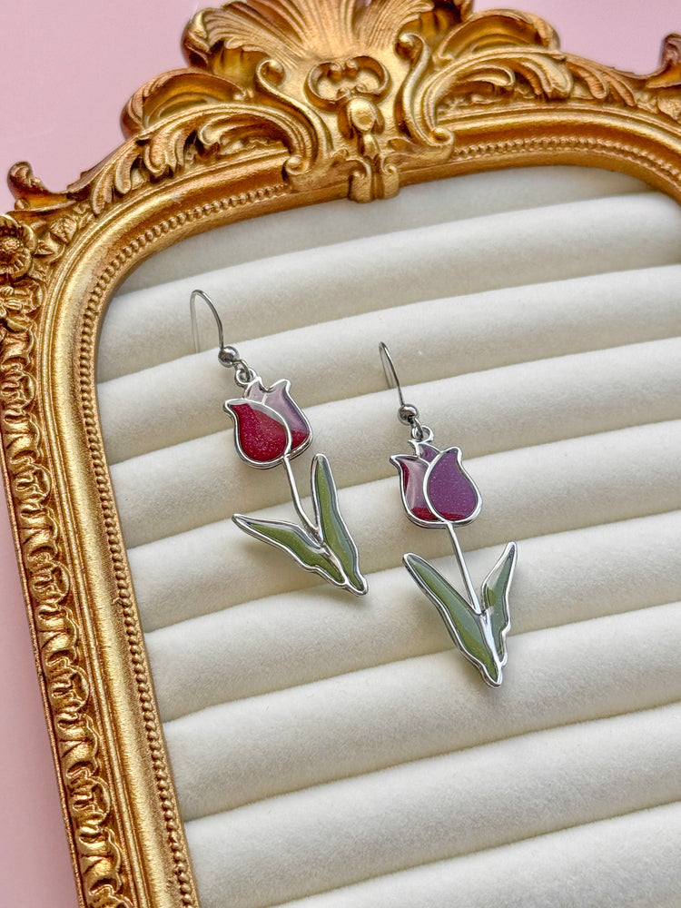 Red Tulip Earrings