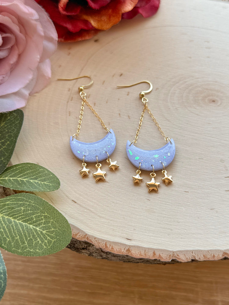 Opal Lavender Moon Earrings