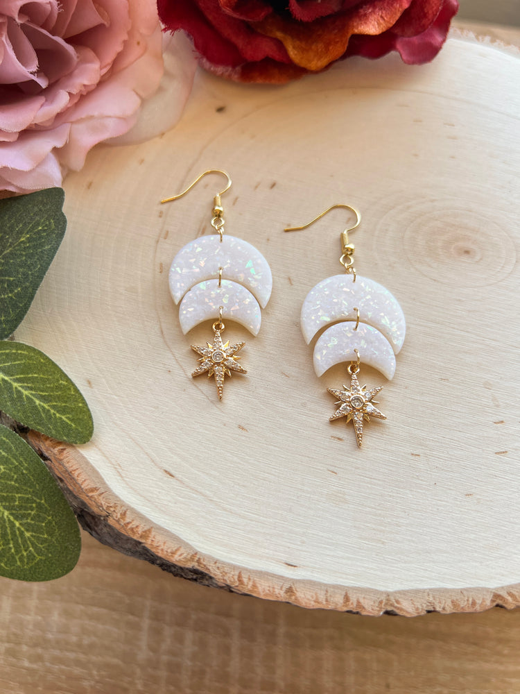 Opal Double Moon Dangles