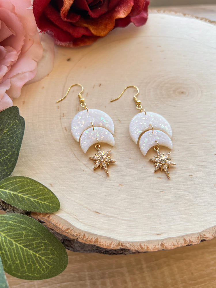Opal Double Moon Dangles
