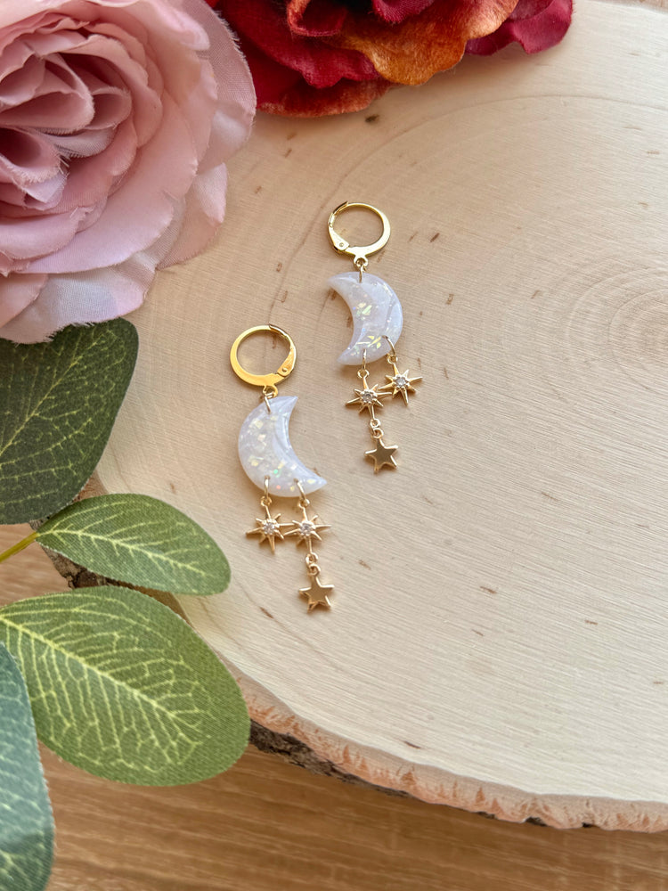 Opal Star Drop Earrings