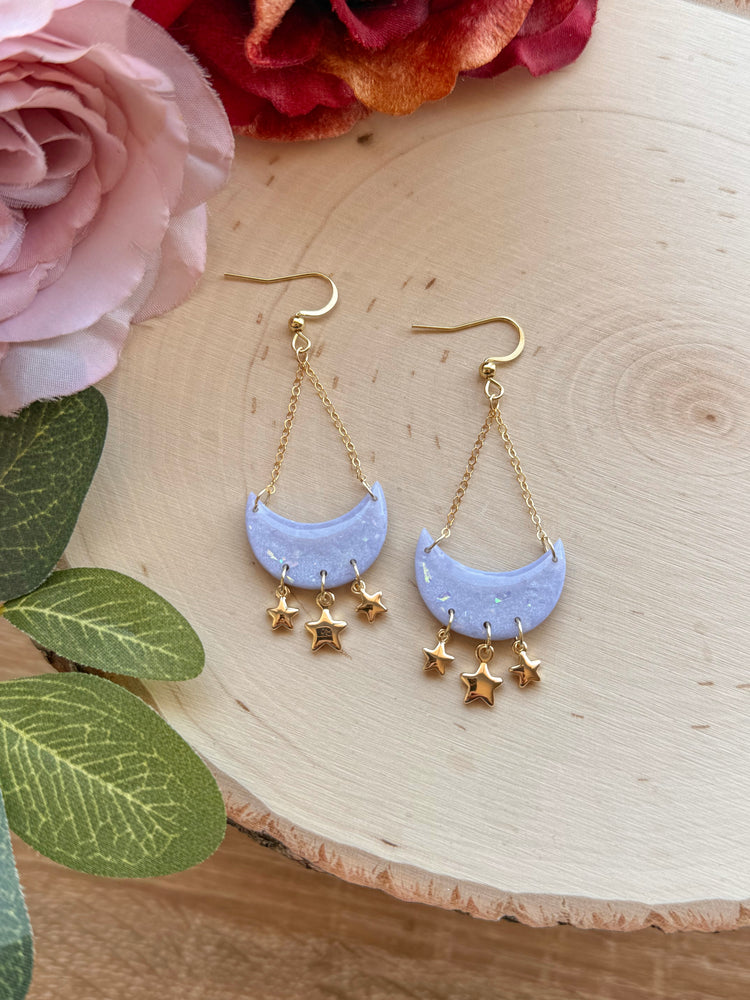 Opal Lavender Moon Earrings